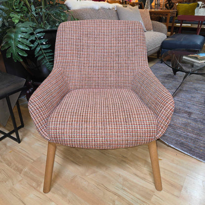 MCM Blonde Leg Plaid Fabric Armchair
