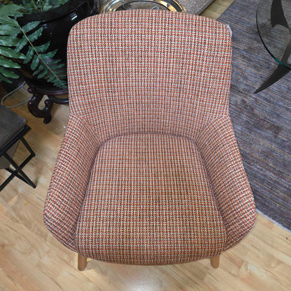 MCM Blonde Leg Plaid Fabric Armchair