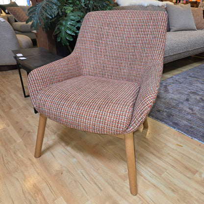 MCM Blonde Leg Plaid Fabric Armchair