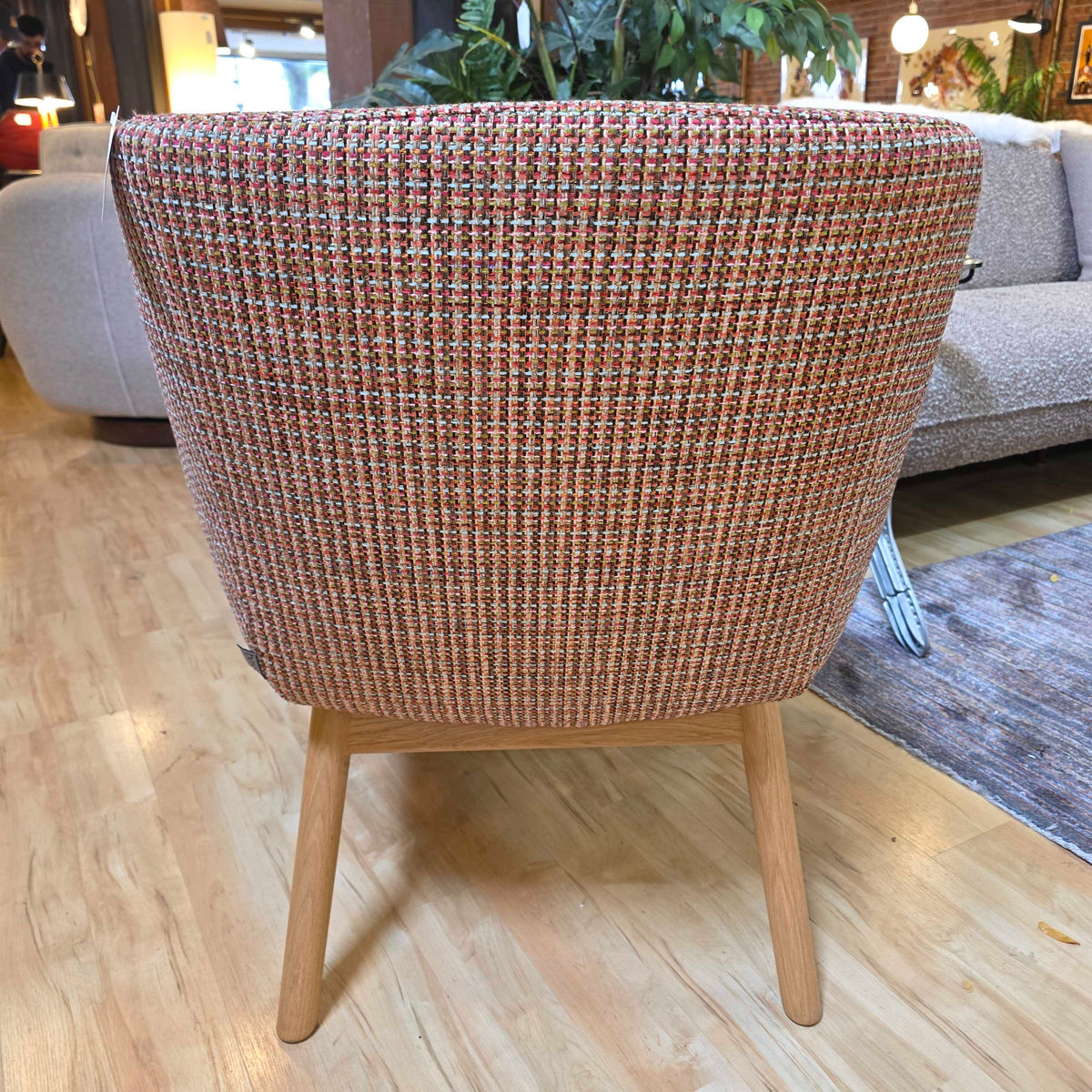MCM Blonde Leg Plaid Fabric Armchair
