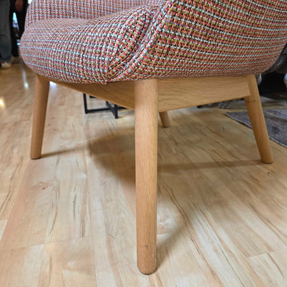 MCM Blonde Leg Plaid Fabric Armchair