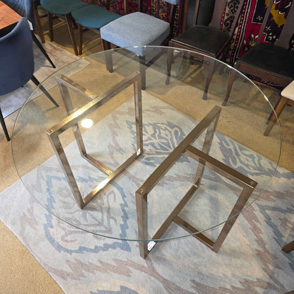 CB2 Silverado Round Glass Top Dining Table