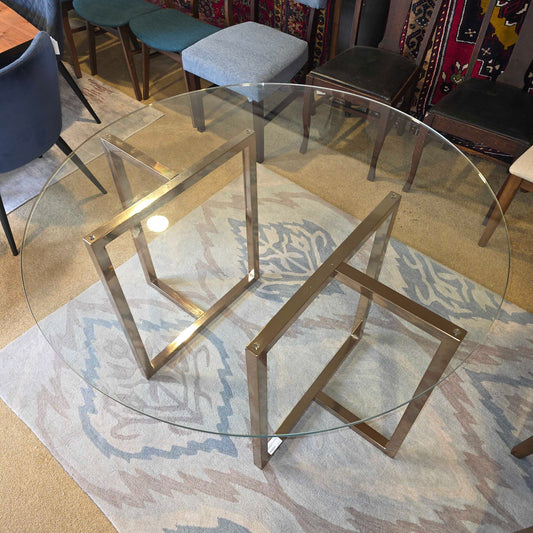 CB2 Silverado Round Glass Top Dining Table
