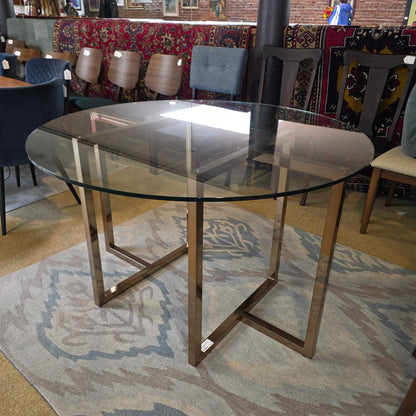 CB2 Silverado Round Glass Top Dining Table
