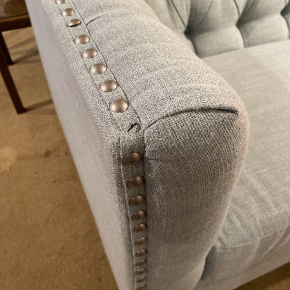 Powder Blue Shelter Arm Nailhead Button Back Loveseat