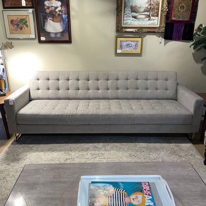 MC Style Siver Tufted Sofa w Bench Seat