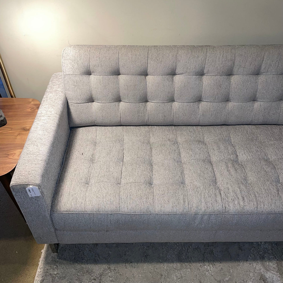 MC Style Siver Tufted Sofa w Bench Seat