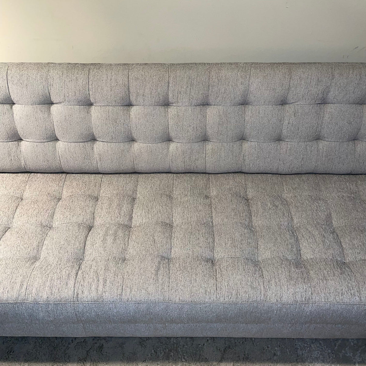 MC Style Siver Tufted Sofa w Bench Seat