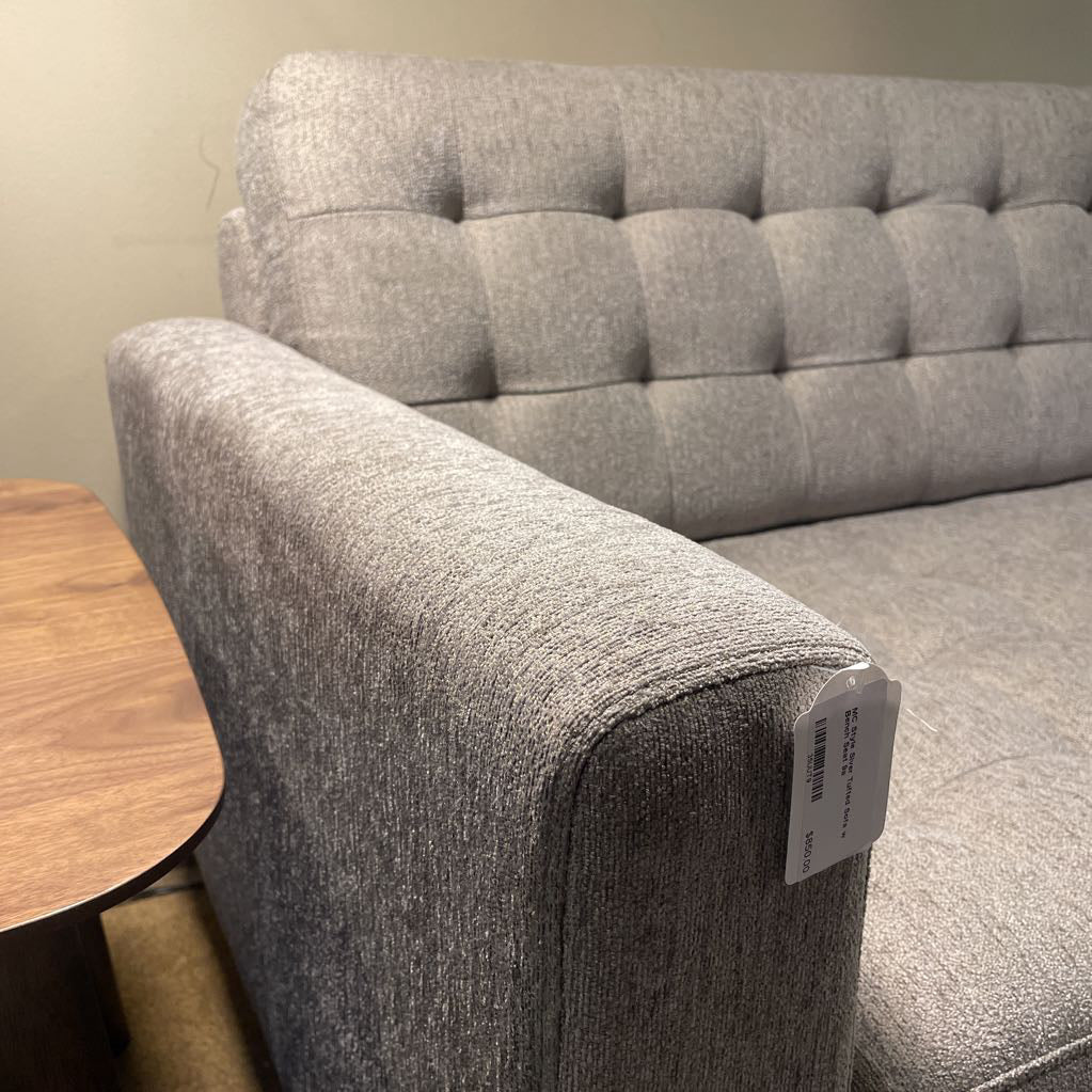 MC Style Siver Tufted Sofa w Bench Seat