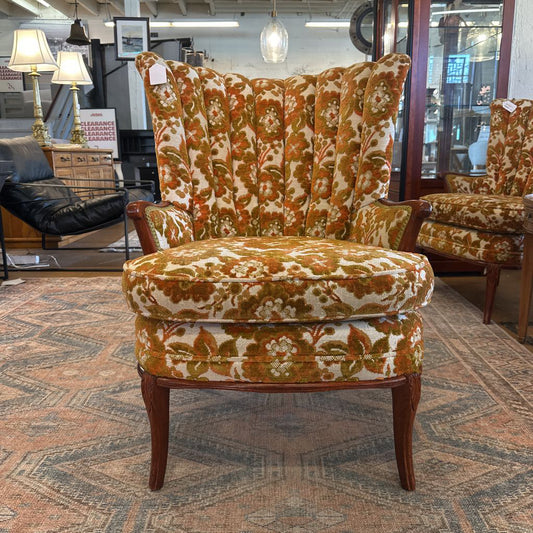 Funky Vintage Floral Pattern Wingback Chair U ACCENT CHAIRS