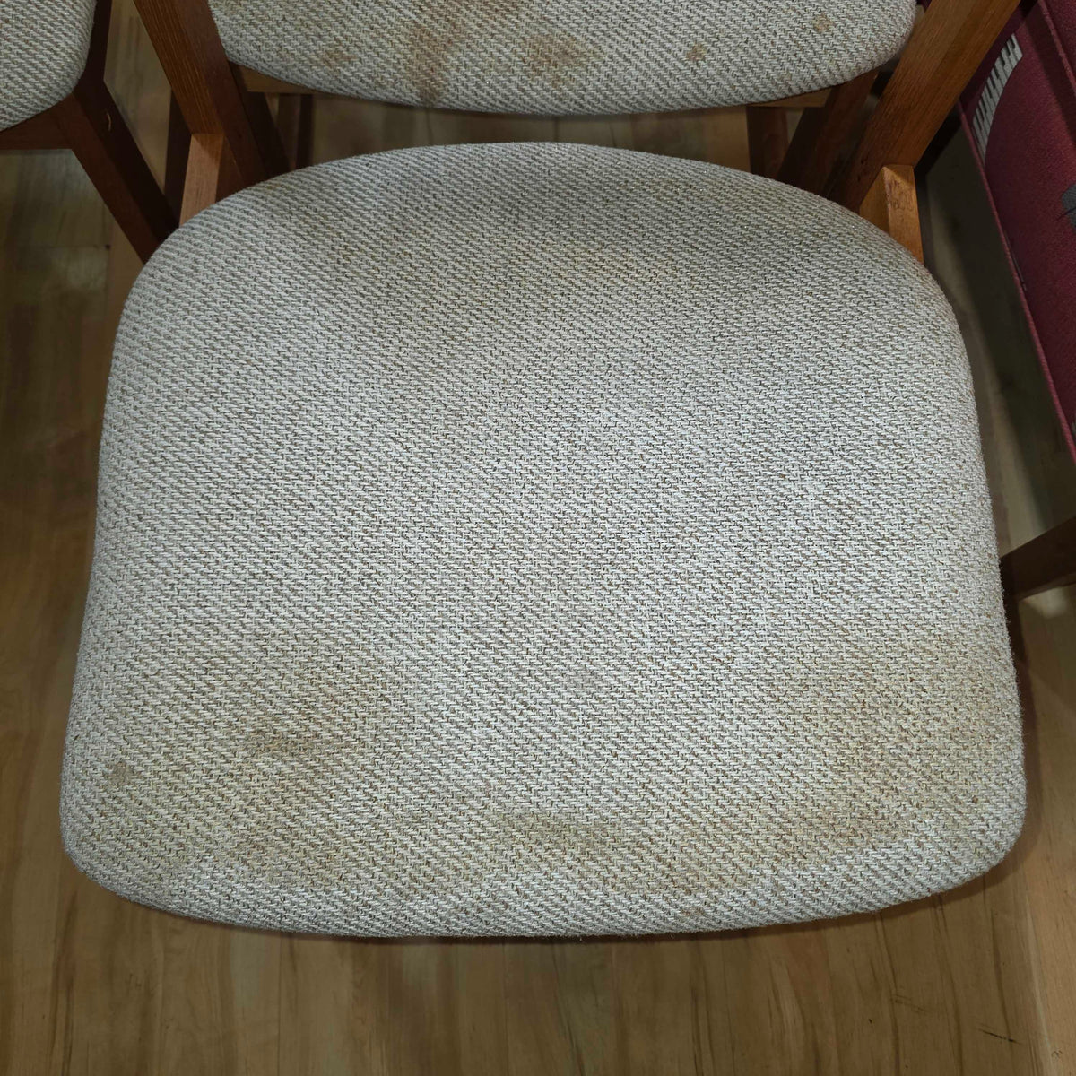 MC Benny Linden Teak Frame Cream Seat Dining Chair SET of 5 AS IS C DINING CHAIRS