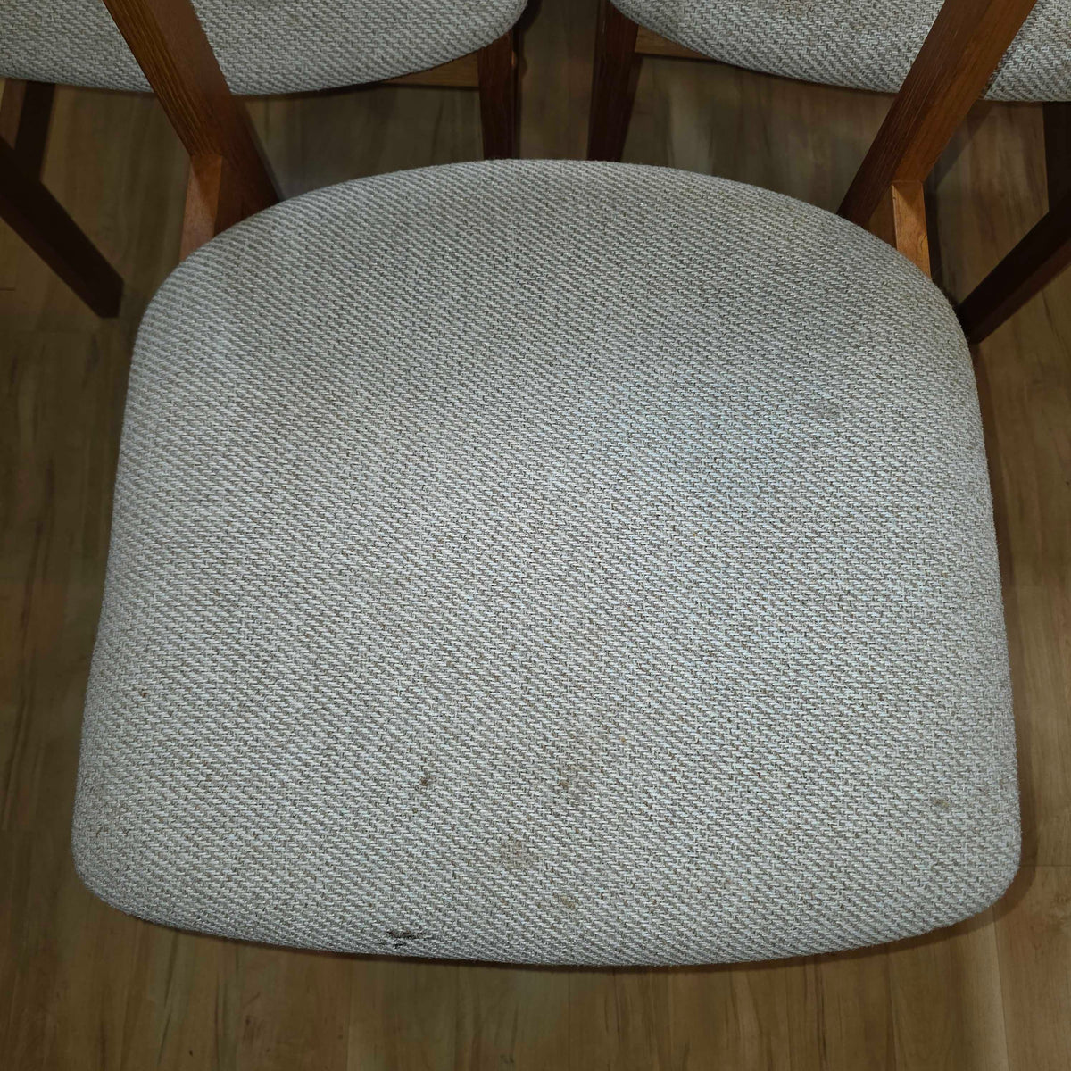 MC Benny Linden Teak Frame Cream Seat Dining Chair SET of 5 AS IS C DINING CHAIRS