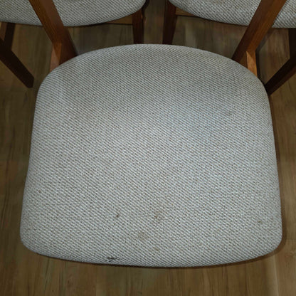 MC Benny Linden Teak Frame Cream Seat Dining Chair SET of 5 AS IS C DINING CHAIRS