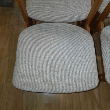 MC Benny Linden Teak Frame Cream Seat Dining Chair SET of 5 AS IS C DINING CHAIRS