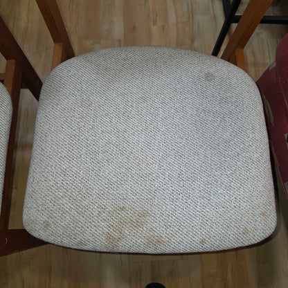 MC Benny Linden Teak Frame Cream Seat Dining Chair SET of 5 AS IS C DINING CHAIRS