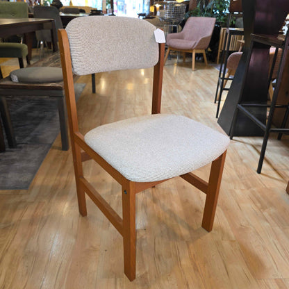 MC Benny Linden Teak Frame Cream Seat Dining Chair SET of 5 AS IS C DINING CHAIRS