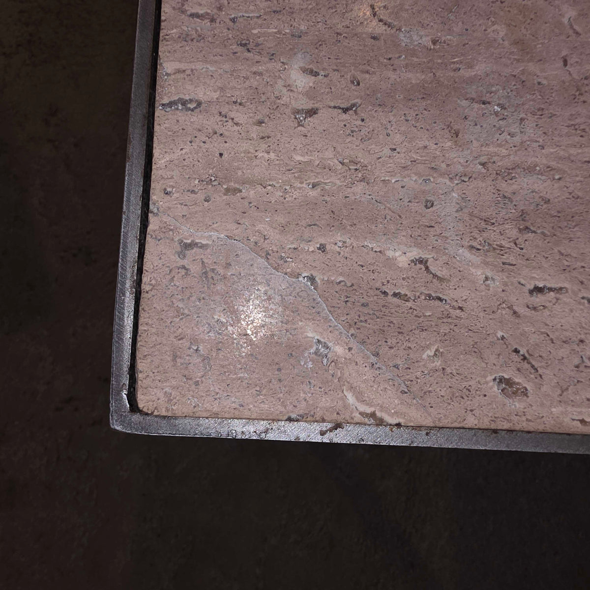 West Elm Contemporary Metal Frame Stone Top Coffee Table