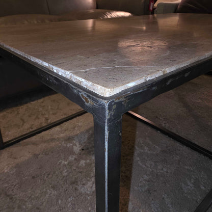 West Elm Contemporary Metal Frame Stone Top Coffee Table
