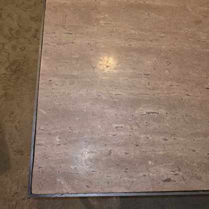 West Elm Contemporary Metal Frame Stone Top Coffee Table