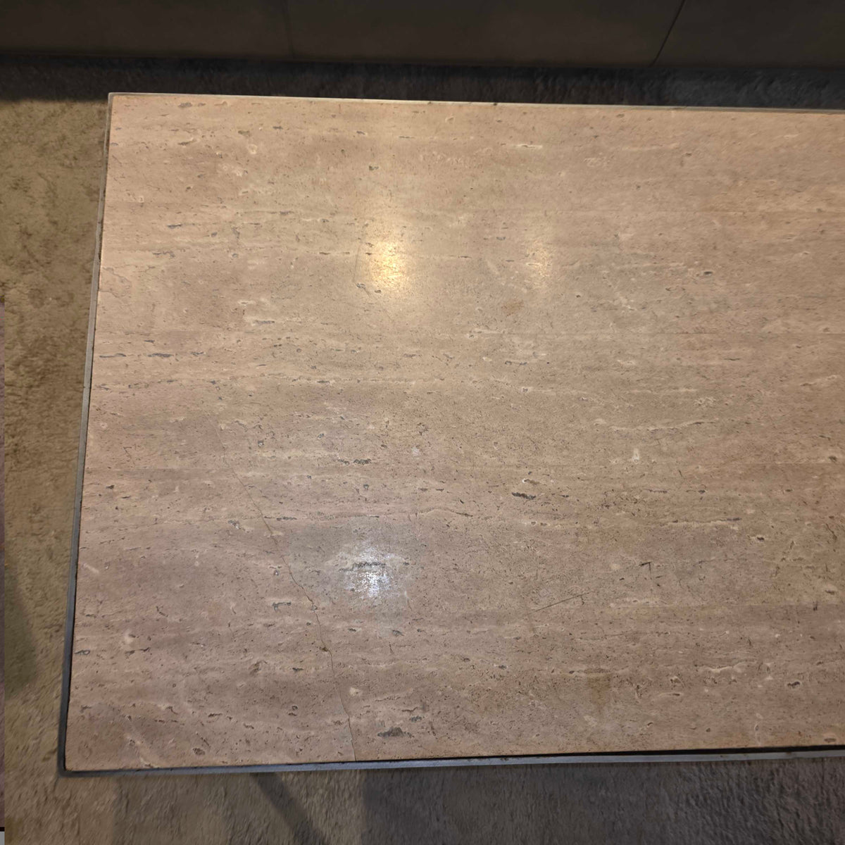 West Elm Contemporary Metal Frame Stone Top Coffee Table