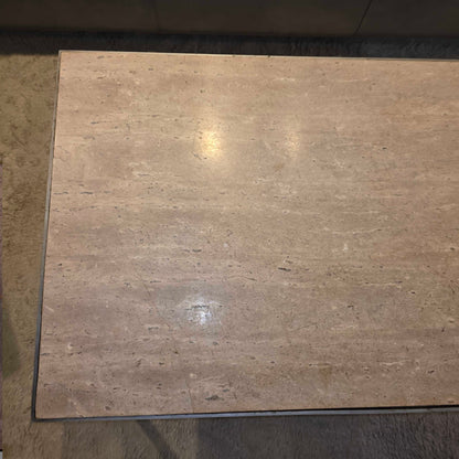 West Elm Contemporary Metal Frame Stone Top Coffee Table