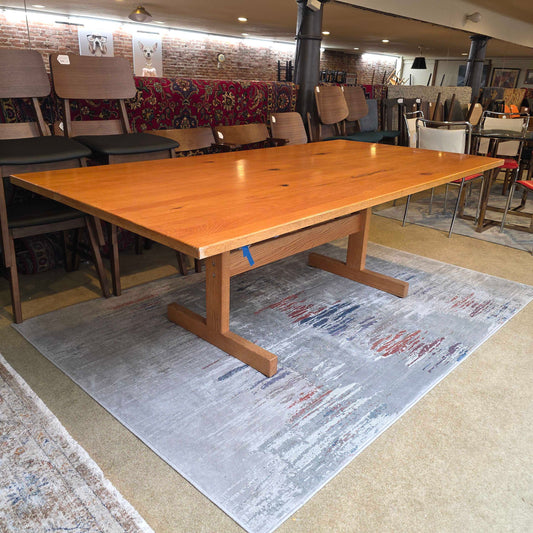 Solid Wood Mid-tone Trestle Dining Table