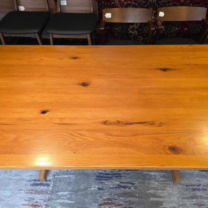Solid Wood Mid-tone Trestle Dining Table C DINING TABLES
