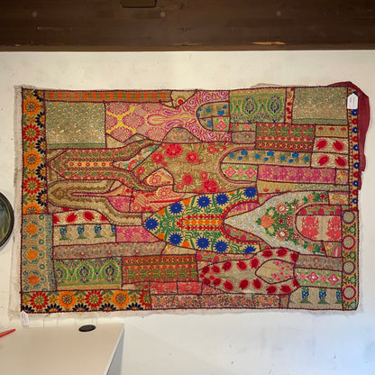 40" x 59" Embroidered Sari Wall Hanging on Silk