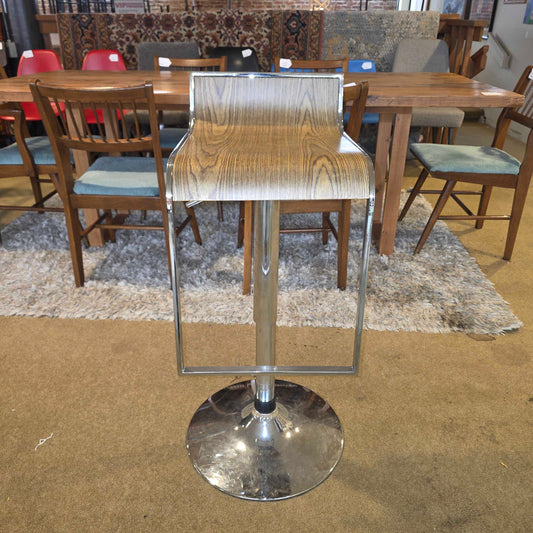 Metal + Faux Wood Adjustable Stool