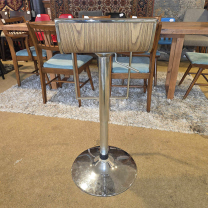 Metal + Faux Wood Adjustable Stool