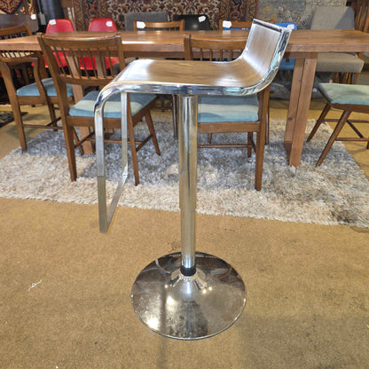Metal + Faux Wood Adjustable Stool