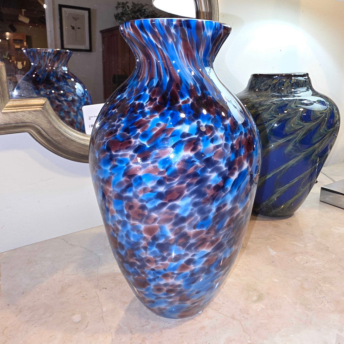 Blue & Burgandy Speckle Vase