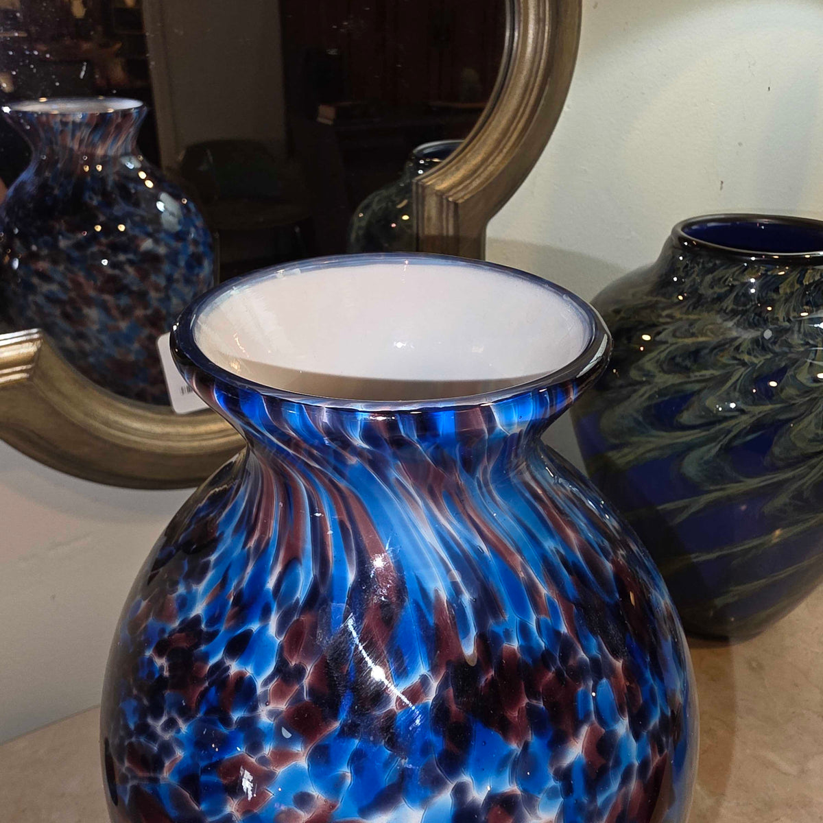 Blue & Burgandy Speckle Vase