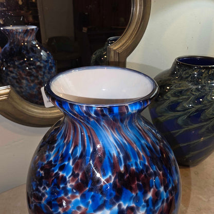 Blue & Burgandy Speckle Vase