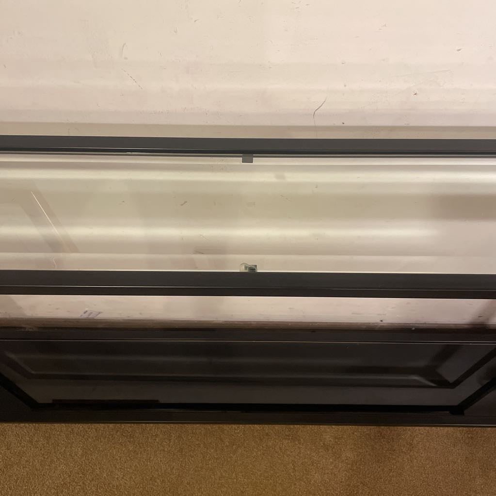 Contemporary Shallow Black Frame 2 Tier Glass Console Table