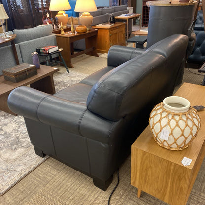 DIVANI Black Leather Loveseat (AS IS)