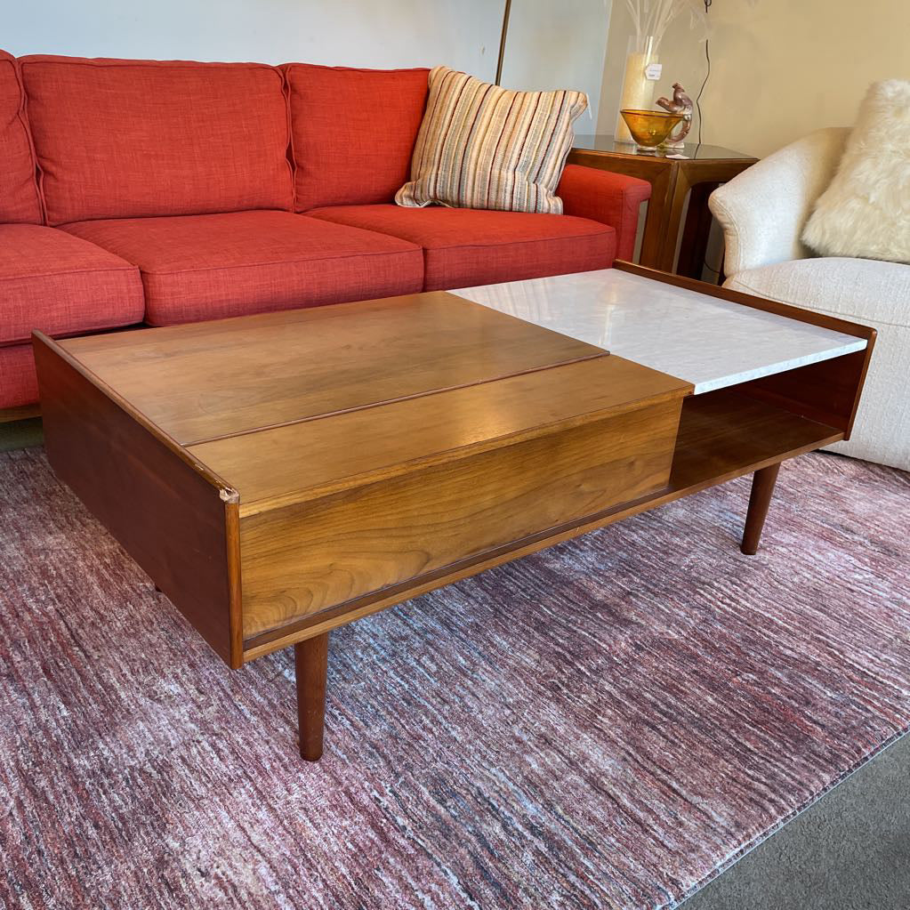 MCM Wood and Marble Lift Top Coffee Table C COFFEE TABLES