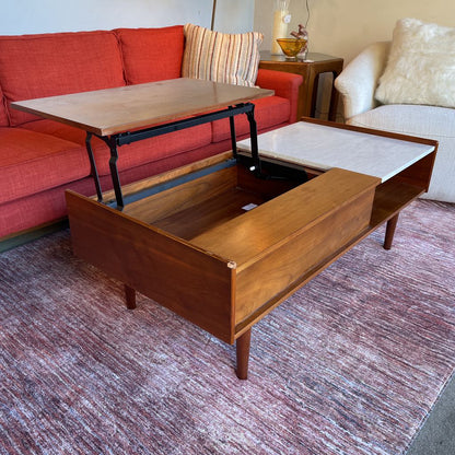 MCM Wood and Marble Lift Top Coffee Table C COFFEE TABLES