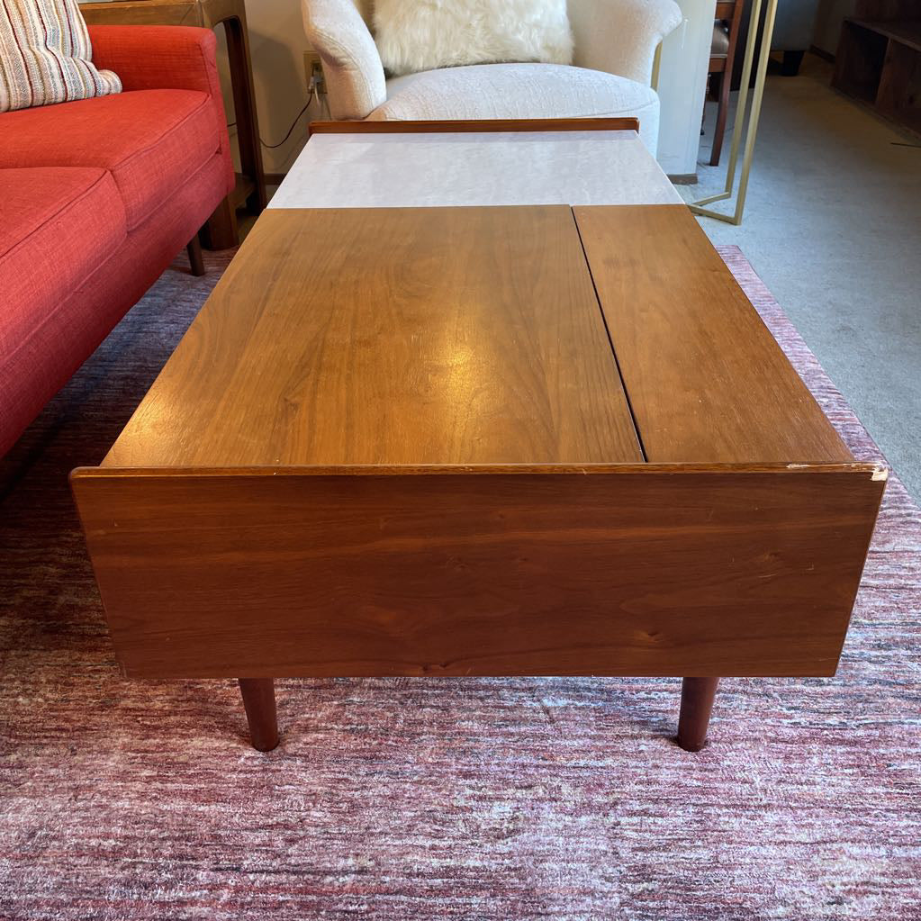 MCM Wood and Marble Lift Top Coffee Table C COFFEE TABLES