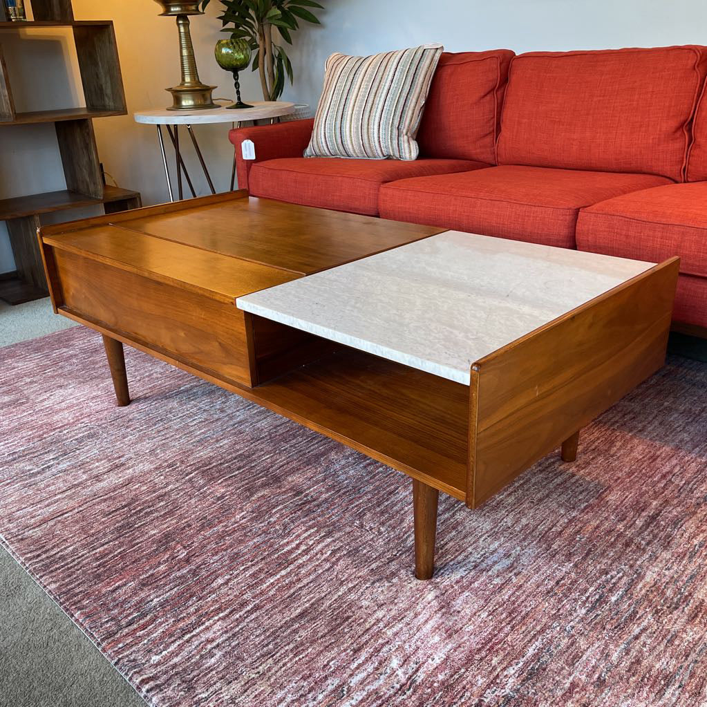 MCM Wood and Marble Lift Top Coffee Table C COFFEE TABLES