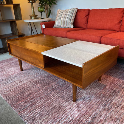 MCM Wood and Marble Lift Top Coffee Table C COFFEE TABLES