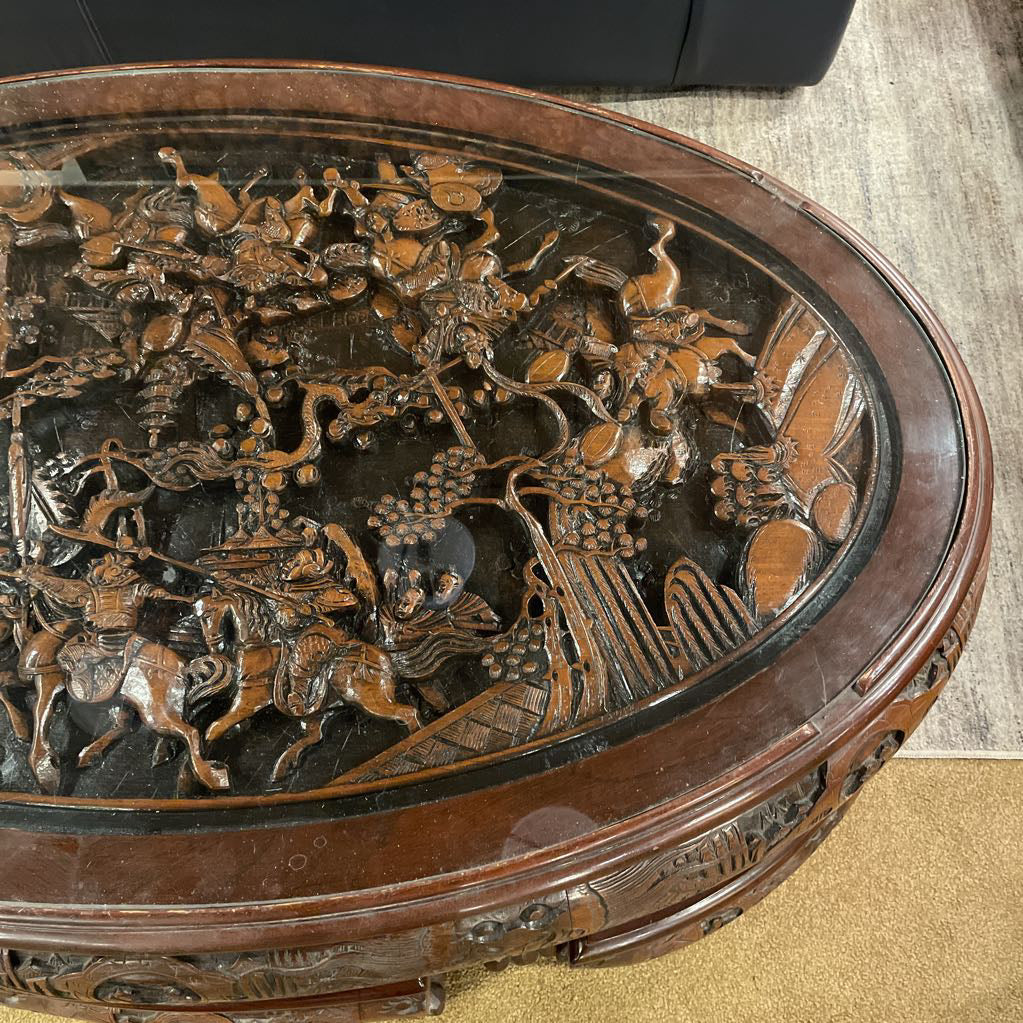 Carved Asian Table w/ Stools