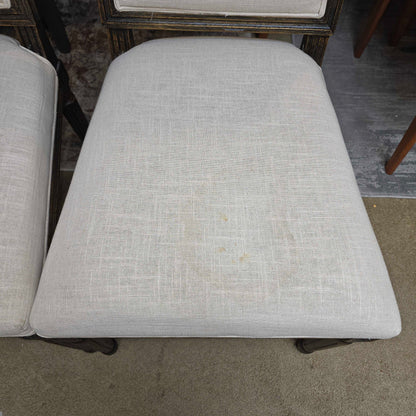 Cream Fabric & Dark Wood Dining Chairs SET of 4 - as is C DINING CHAIRS