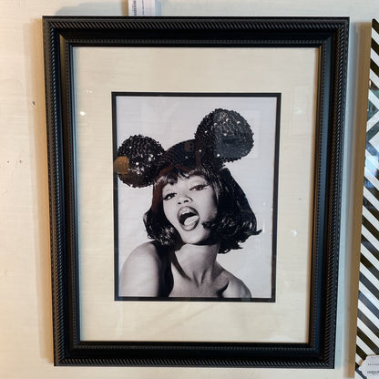 Naomi in Mouse Ears B&W Framed Photo Art ART
