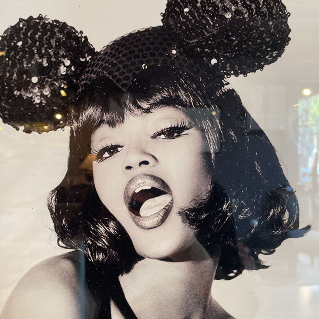 Naomi in Mouse Ears B&W Framed Photo Art ART