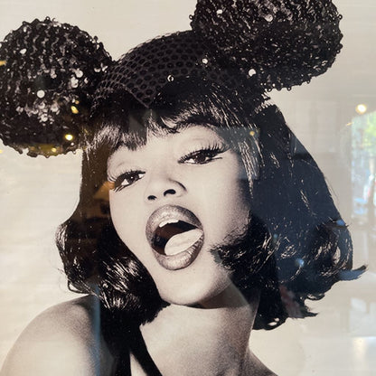 Naomi in Mouse Ears B&W Framed Photo Art ART