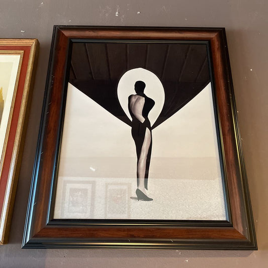 Christy in Backless Gown with Arching Drape B&W Framed Photo Art ART