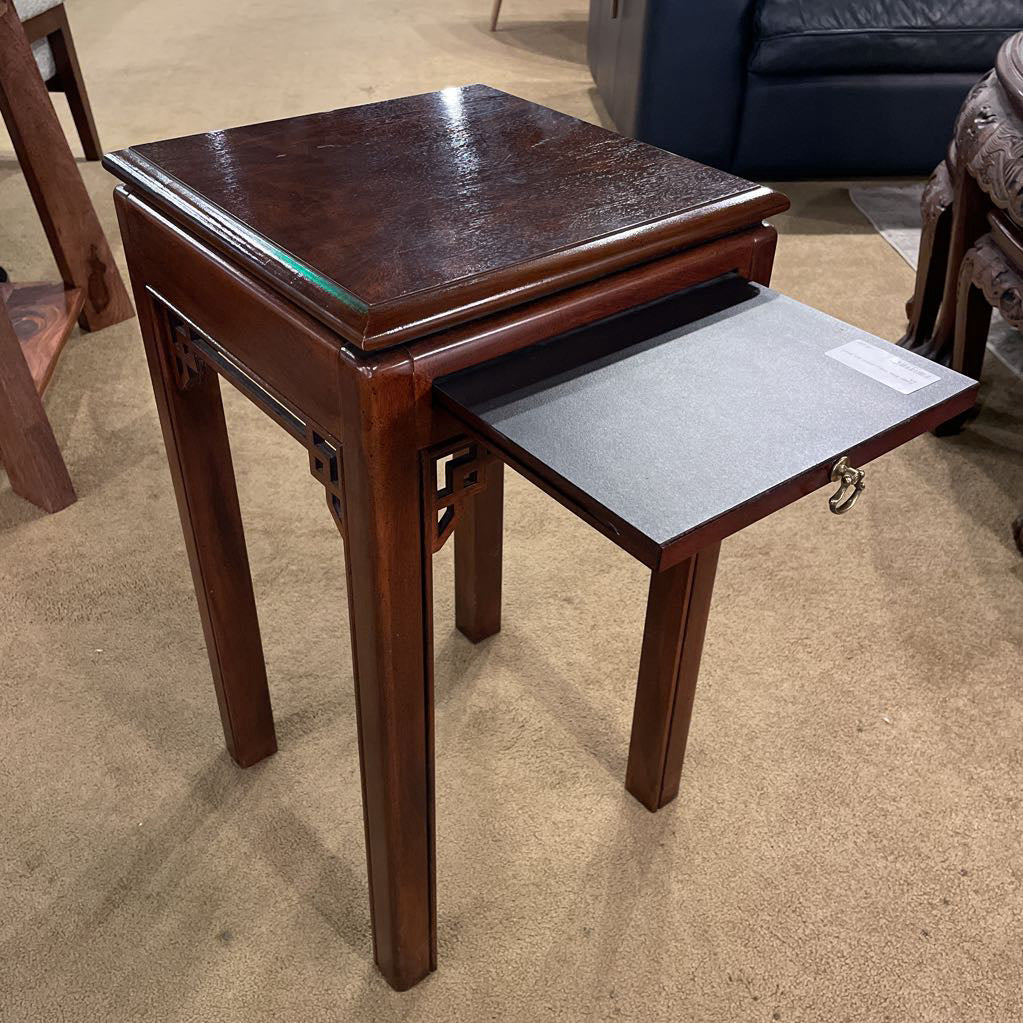 Asian Side Table w/Pull Out Shelf