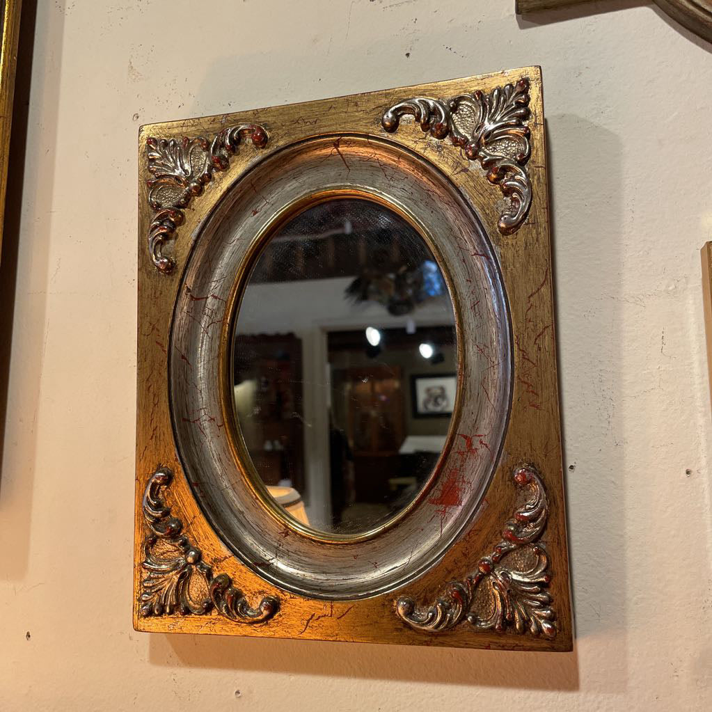 Vintage Small Framed Oval Mirror