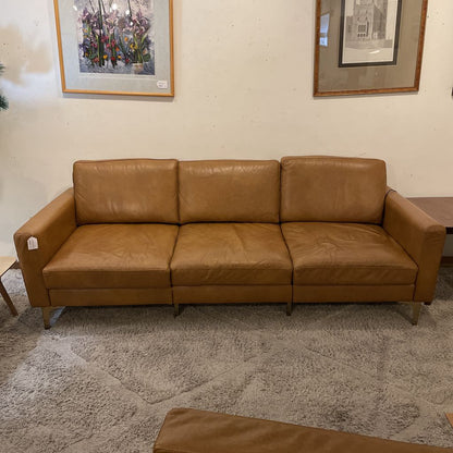Camel Leather Burrow Nomad Modular Sofa w Reversible Ottoman